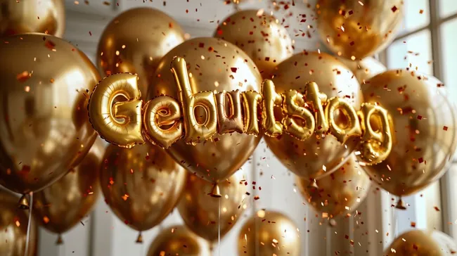 Goldene Geburtstagsballons für festliche Feier