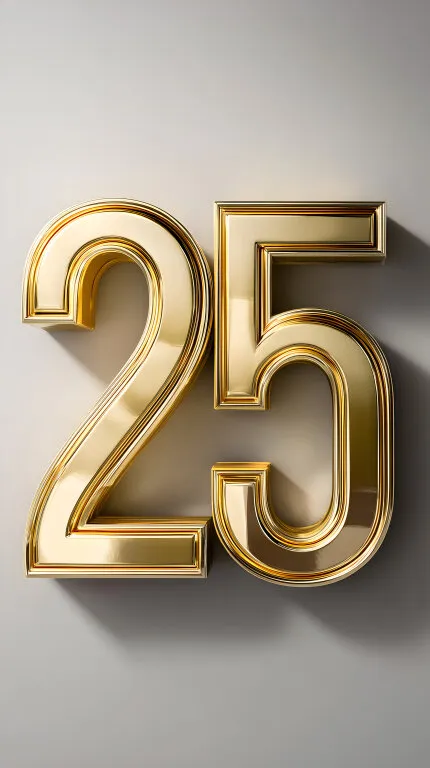 Goldene Jubiläumszahl 25 auf hellem Hintergrund