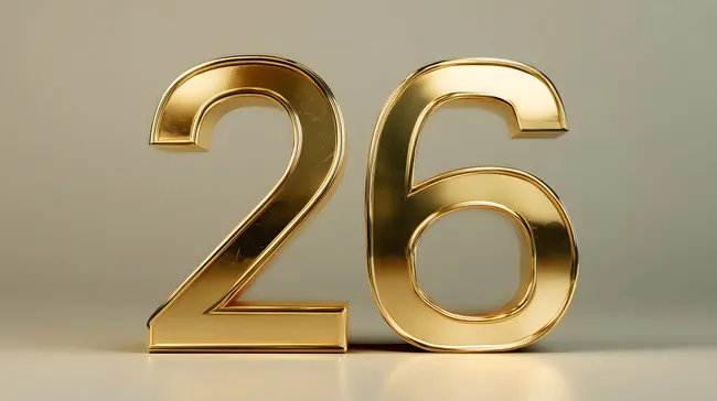 Goldene Jubiläumszahl 26 mit Studioblitz