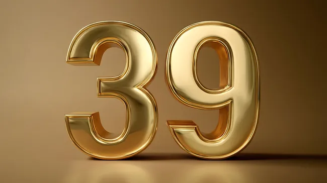 Goldene Jubiläumszahl 39 in zeitlosem Design