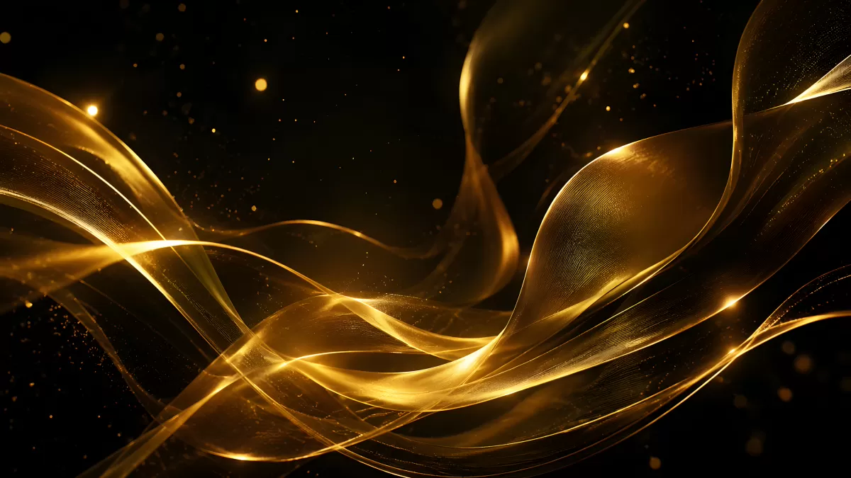 Goldene Lichtwellen auf schwarzem Hintergrund