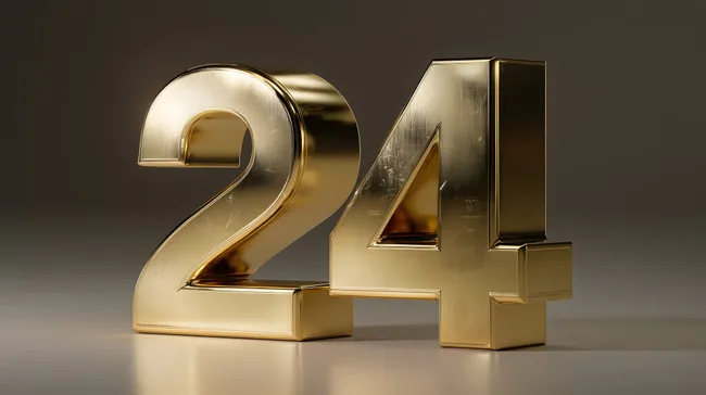 Goldene Luxuszahl 24 auf dunklem Hintergrund