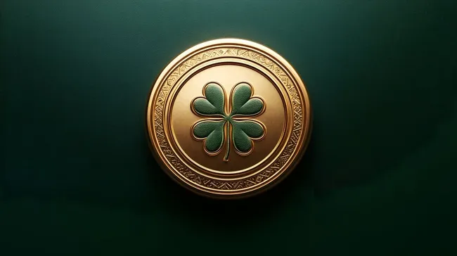 Goldene Münze mit Vierblättrigem Kleeblatt-Emblem
