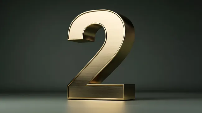 Goldene Nummer 2 vor dunklem Hintergrund