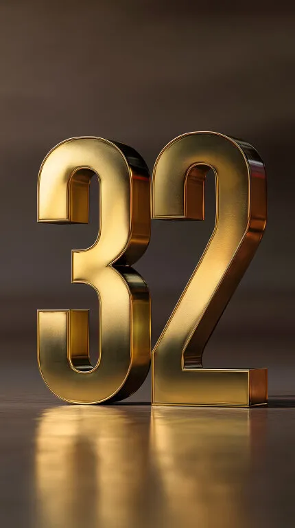 Goldene Nummer 32 auf dunklem Hintergrund