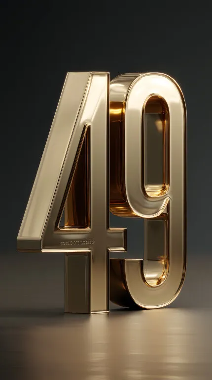 Goldene Nummer 49 auf Schwarzem Hintergrund