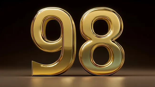 Goldene Nummer 98 auf schwarzem Hintergrund