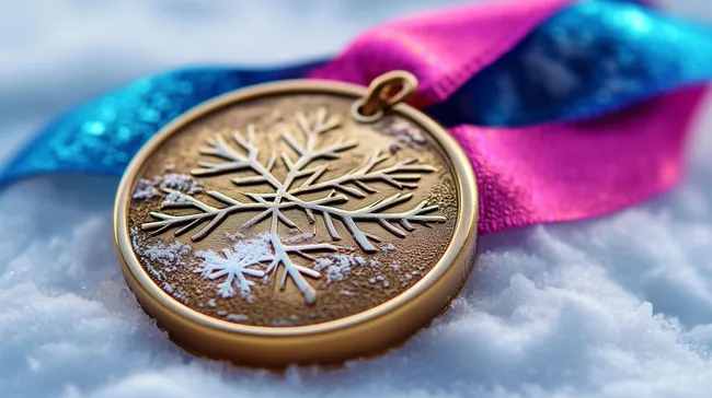 Goldene Olympische Winterspiel-Medaille im Schnee