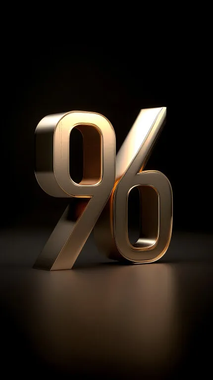 Goldene Prozent-Zahl auf dunklem Hintergrund