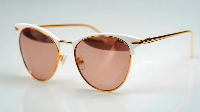 Goldene Retro-Sonnenbrille mit weißem Rahmen