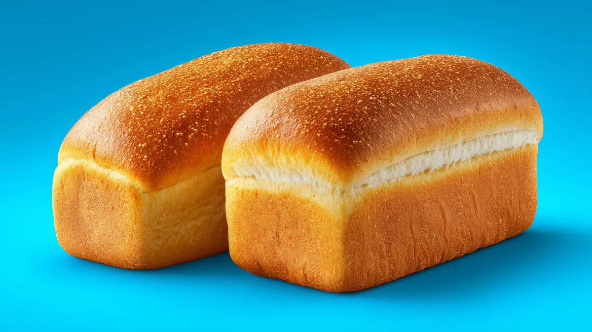 Goldene, saftige Brötchen auf blauem Hintergrund