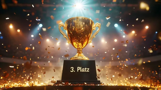 Goldene Siegertrophäe in leuchtender Siegesfeier