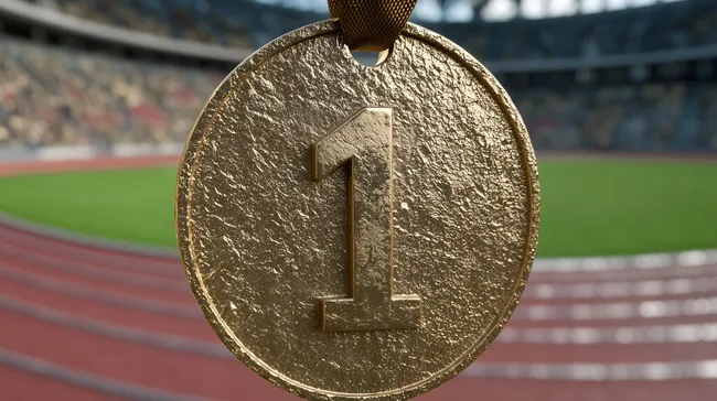 Goldene Siegesmedaille im Stadion