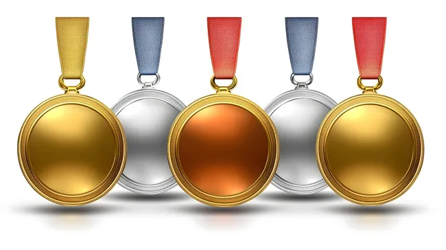 Goldene, silberne und bronzene Medaillen für Gewinner