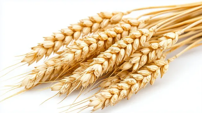 Goldene Weizenähren auf weißem Hintergrund