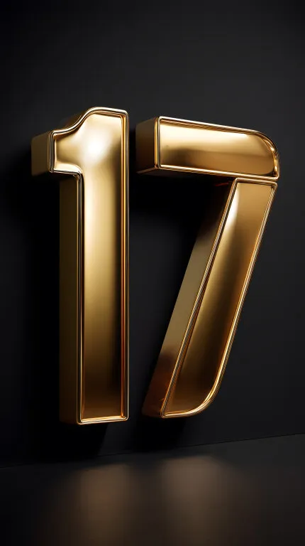 Goldene Zahl 17 vor dunklem Hintergrund