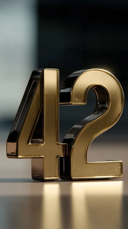 Goldene Zahl 42 auf strukturiertem Hintergrund