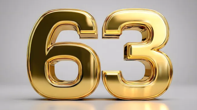 Goldene Zahl 63 auf Grau
