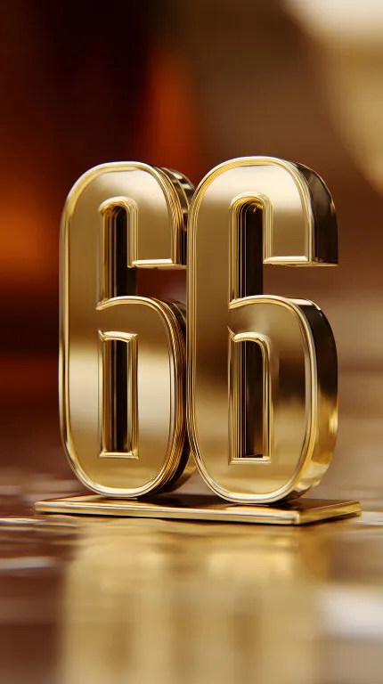 Goldene Zahl 66 mit Spiegeleffekt