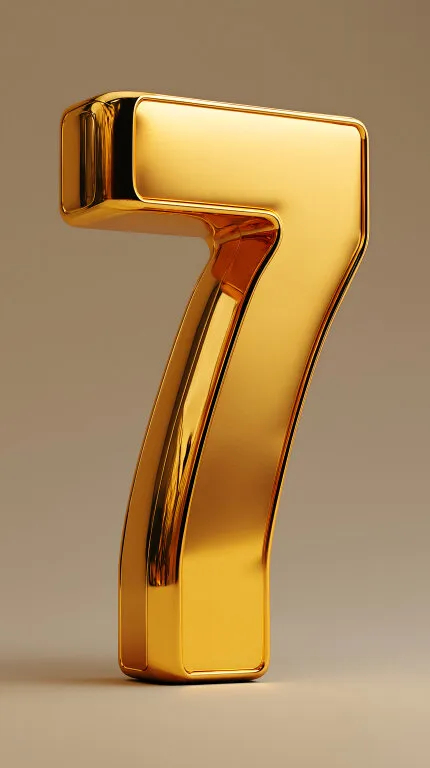 Goldene Zahl 7 auf beigem Hintergrund