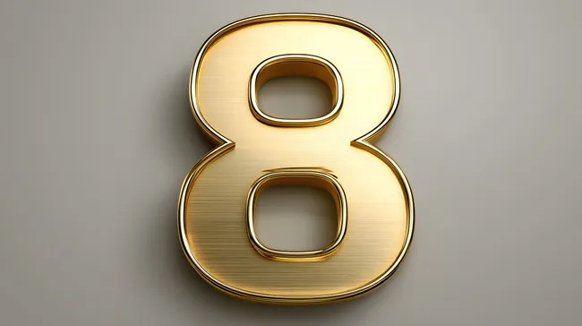Goldene Zahl 8 auf grauem Hintergrund