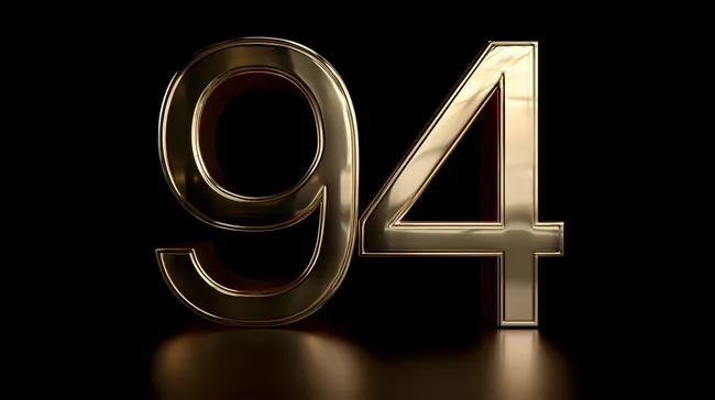 Goldene Zahl 94 auf schwarzem Hintergrund