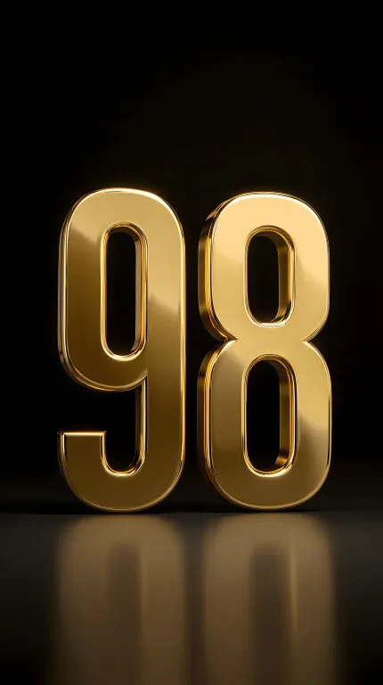 Goldene Zahl 98 auf schwarzem Hintergrund