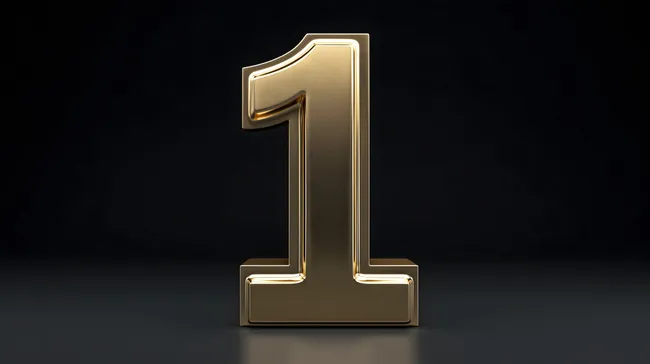Goldene Zahl Eins auf schwarzem Hintergrund