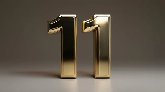 Goldene Zahlen 11 auf dunklem Hintergrund