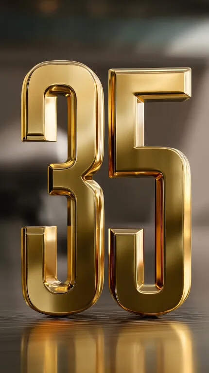 Goldene Zahlen 35 mit Spiegeleffekt