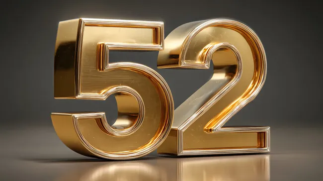 Goldene Zahlen 5 und 2 in 3D-Optik