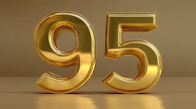 Goldene Zahlen 95 im modernen 3D-Design