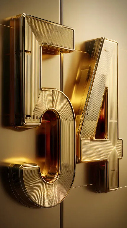 Goldene Zahlenstruktur als abstrakte 3D-Grafik