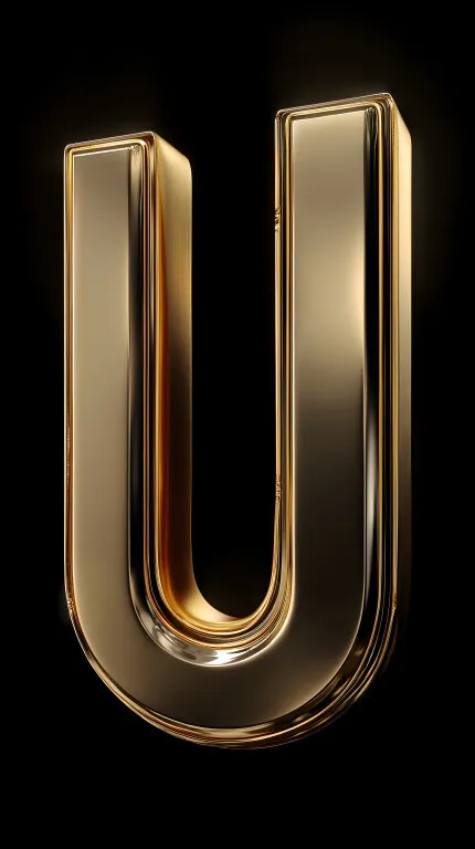 Goldener Buchstabe 'U' in Luxus-Optik