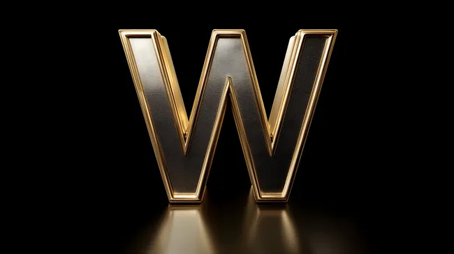 Goldener Buchstabe W auf schwarzem Hintergrund