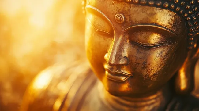 Goldener Buddha in warmem Licht