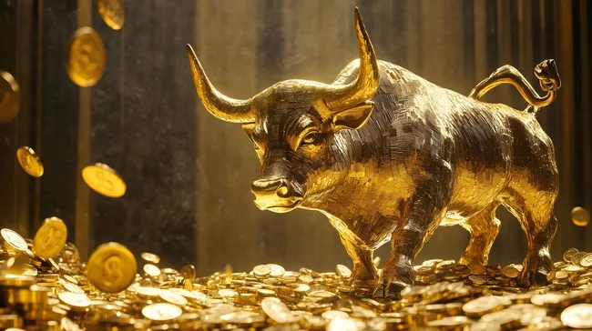 Goldener Bullen-Talisman auf Münzberg