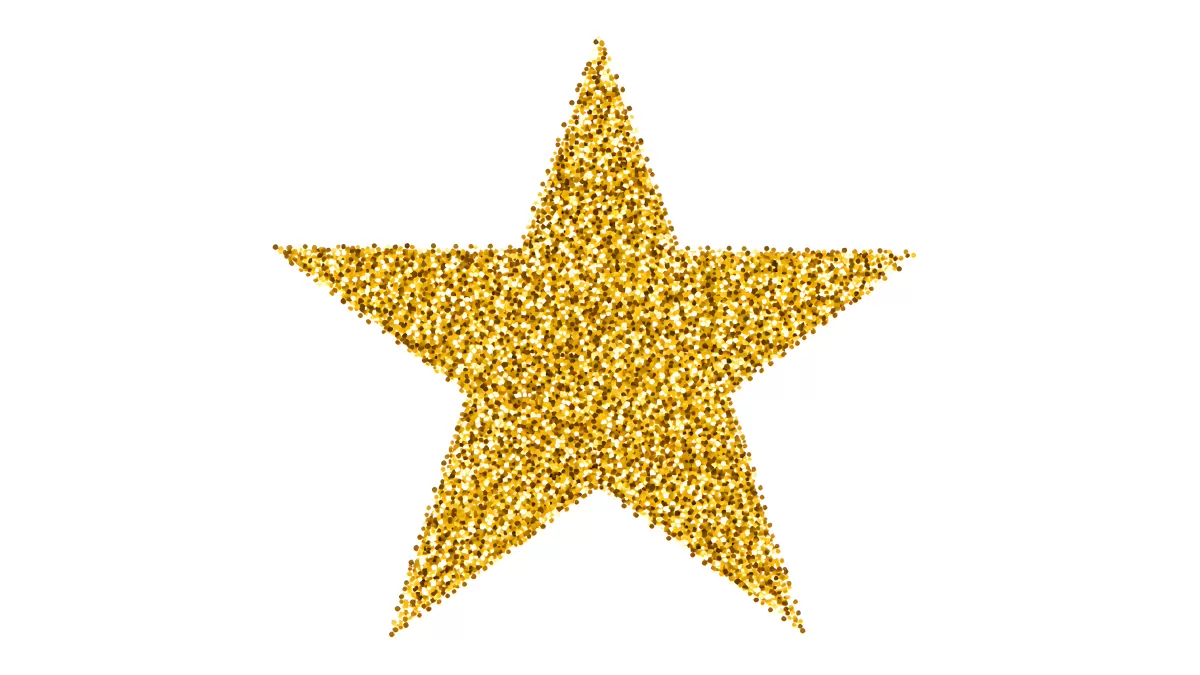 Goldener Glitzer-Stern auf weißem Hintergrund