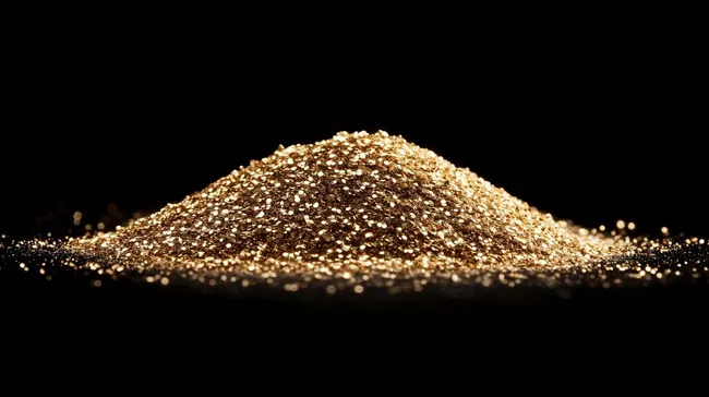 Goldener Glitzerhaufen auf schwarzem Hintergrund