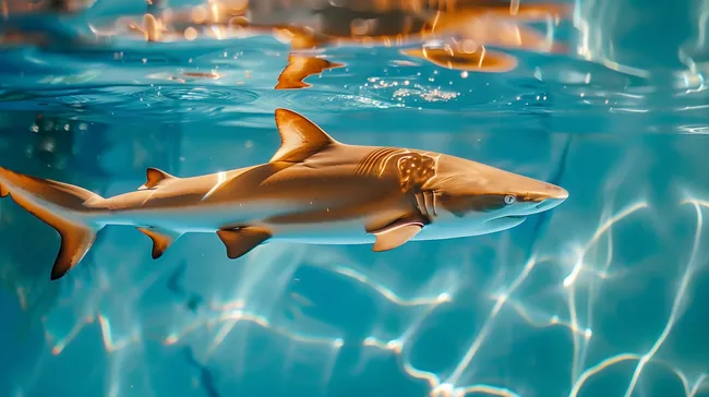 Goldener Hai in türkisblauem Wasser