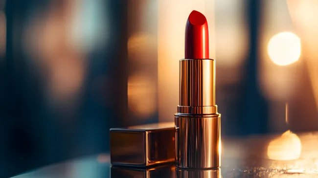 Goldener Lippenstift im warmen Licht