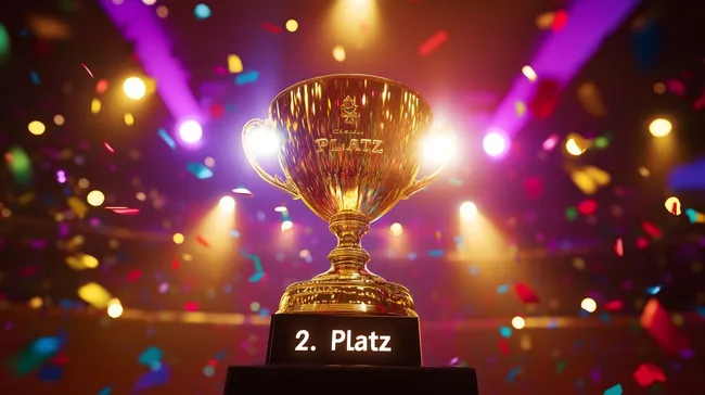 Goldener Pokal für den 2. Platz bei Preisverleihung