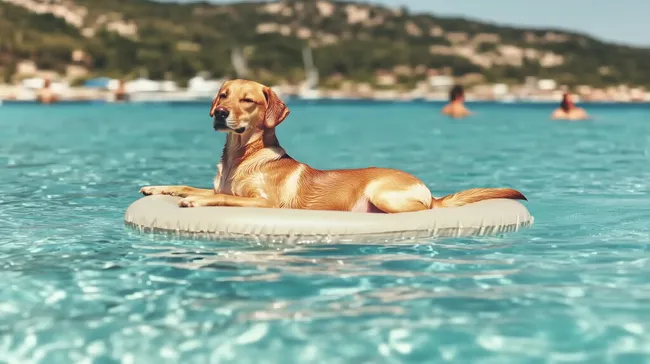 Goldener Retriever im erfrischenden Pool