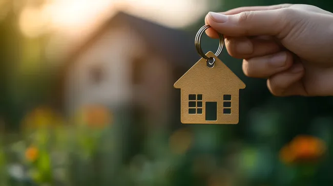 Goldener Schlüsselanhänger in Hausform