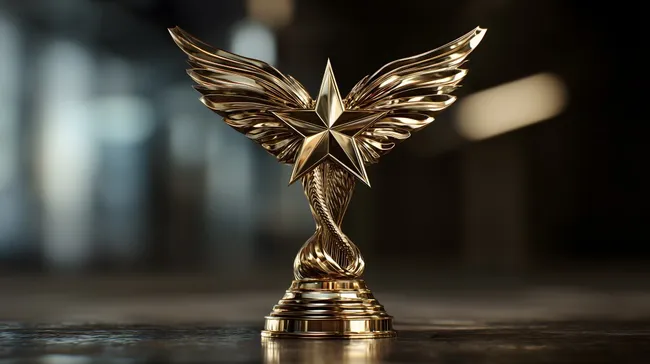 Goldener Siegespokal mit Flügeln