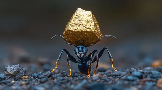 Goldener Stein tragender Käfer in Nahaufnahme