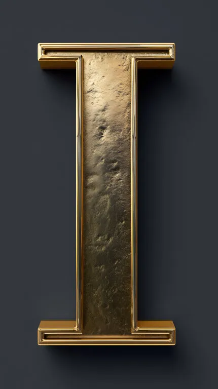 Goldener, strukturierter Buchstabe I mit matter Oberfläche