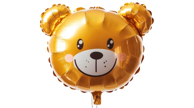 Goldener Teddybär-Ballon mit niedlichem Gesicht
