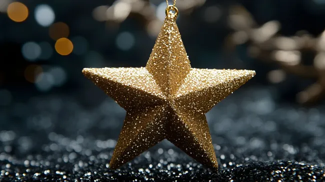 Goldener Weihnachtsstern vor Glitzereffekt