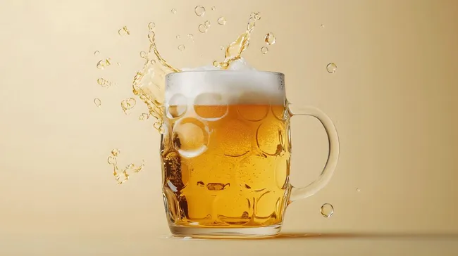 Goldenes Bier mit sprudelnden Blasen in Glas